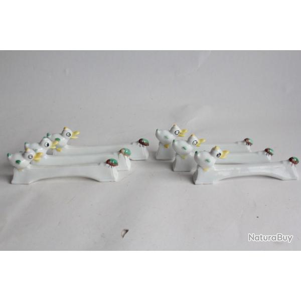 6 Porte-couteaux porcelaine Caneton et scarab�e