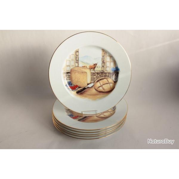 6 Assiettes � fromages porcelaine Limoges
