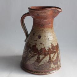 Pichet céramique art populaire Suisse Juriens 1976