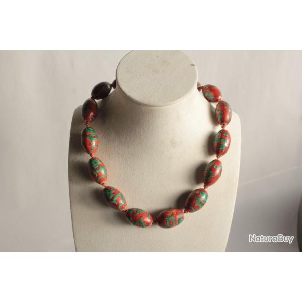 Collier porcelaine et argent Dragons Chine