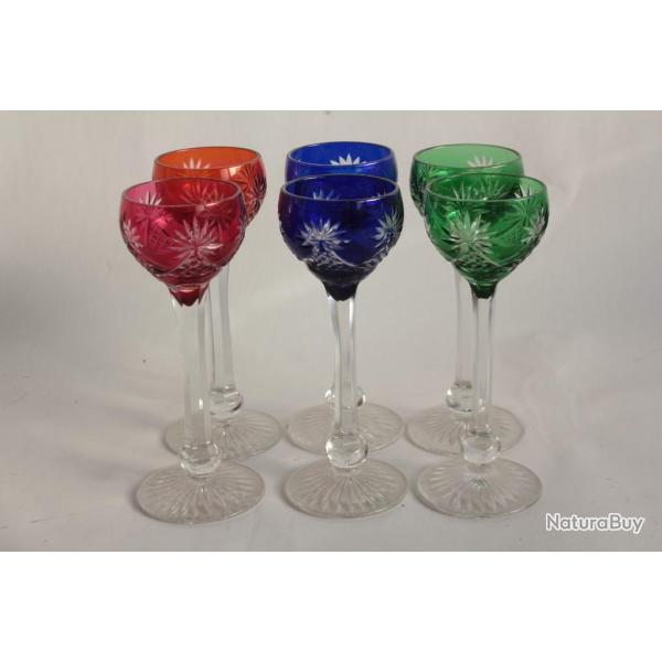 6 Verres � liqueur Cristal de Boh�me overlay