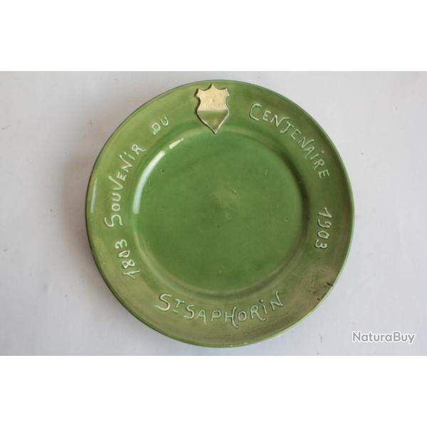Assiette terre verniss�e Souvenir du centenaire St Saphorin  Suisse