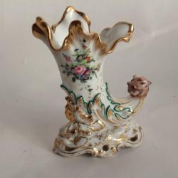 Vase porcelaine Vieux Paris Corne d'abondance XIXe siècle