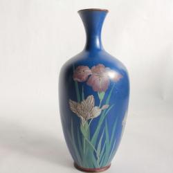 Vase émaux cloisonnés Fleurs Iris Japon