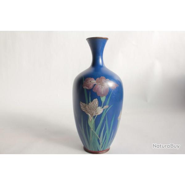 Vase �maux cloisonn�s Fleurs Iris Japon