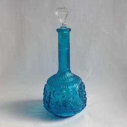 Carafe verre bleu Signes du zodiaque Empoli Italie