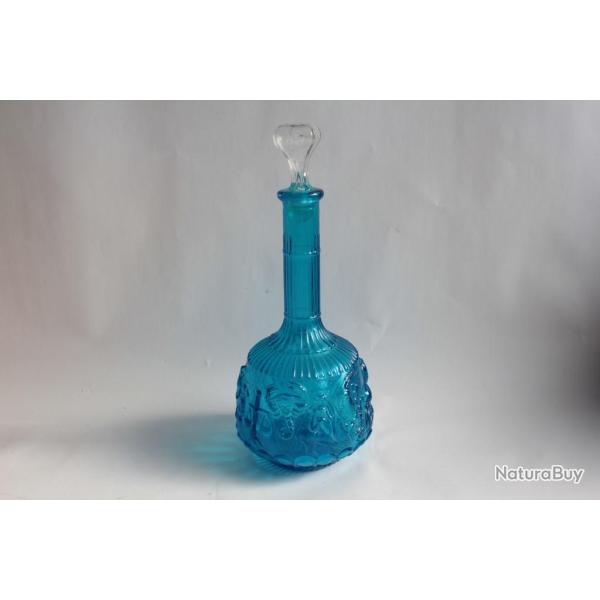 Carafe verre bleu Signes du zodiaque Empoli Italie
