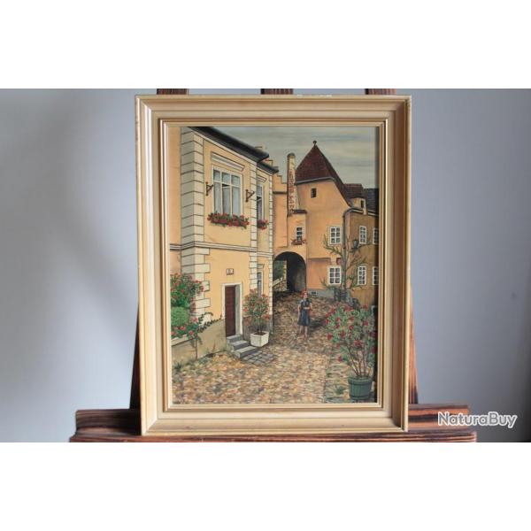 Tableau peinture Hirsch Krems an der Donau �glise Autriche Art na�f