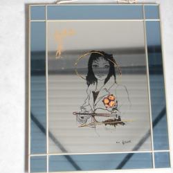 Tableau verre eglomisé Femme au violon