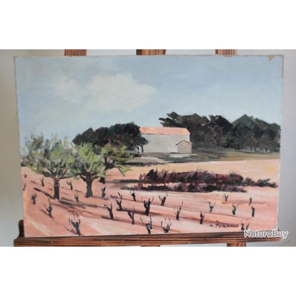 Tableau peinture Vignes pr�s de St Cannat en Provence R. Perroud