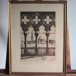 Gravure originale Palais Ducal Venise Italie Reynold Oscar DISTELI