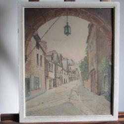 Tableau peinture M.F. Mercier Dinan Vue du Jerzual