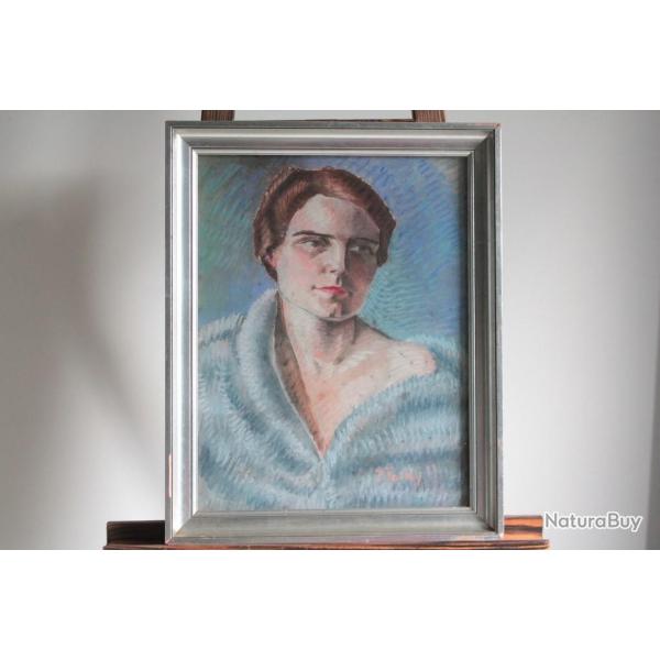 Pastel Portrait femme sign� 1839