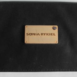 SONIA RYKIEL Petite pochette enveloppe cuir noir