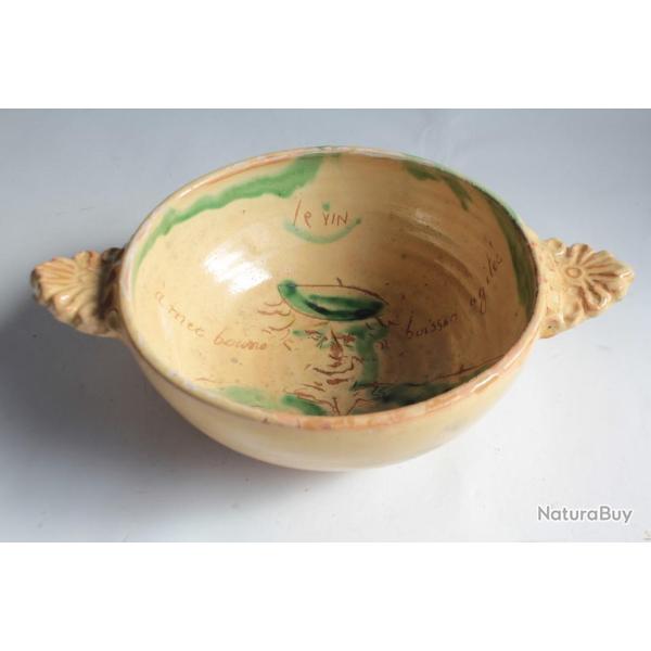 Bol parlant � oreilles terre verniss�e Poterie Cliousclat Drome
