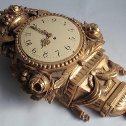 Montre Horloge murale bois sculpté doré 1900