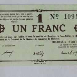 Billet de nécessité 1 Franc Mulhouse 1940
