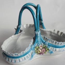 Corbeille porcelaine Fleurs XIXe siècle