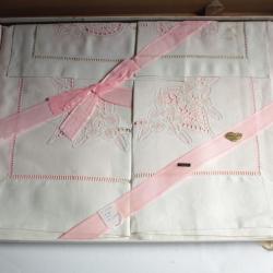 Ancienne parure de lit Drap Lin Dentelle de Luxeuil