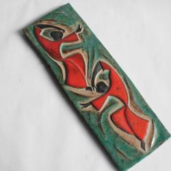 Plaque céramique Danseuses Kermos Keramik Allemagne 1950