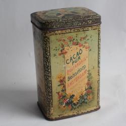 Boîte chocolats tôle lithographiée Cacao Pur Hollandais Bensdorp