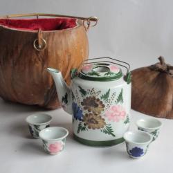 Service à thé Théière porcelaine Noix de coco Vietnam
