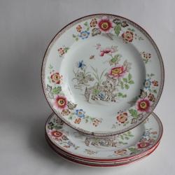 4 Assiettes faïence Wedgwood Eastern flowers
