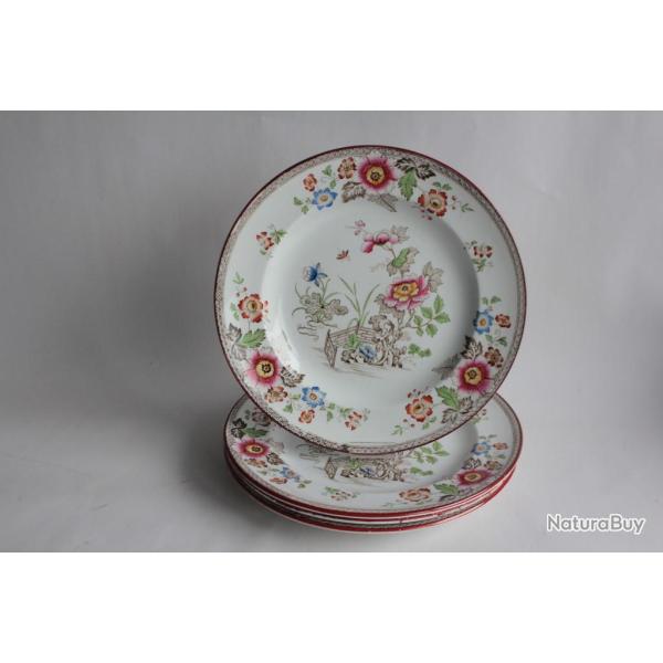 4 Assiettes fa�ence Wedgwood Eastern flowers