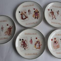 5 Assiettes terre de fer Cie franco-anglaise Jeux de cartes