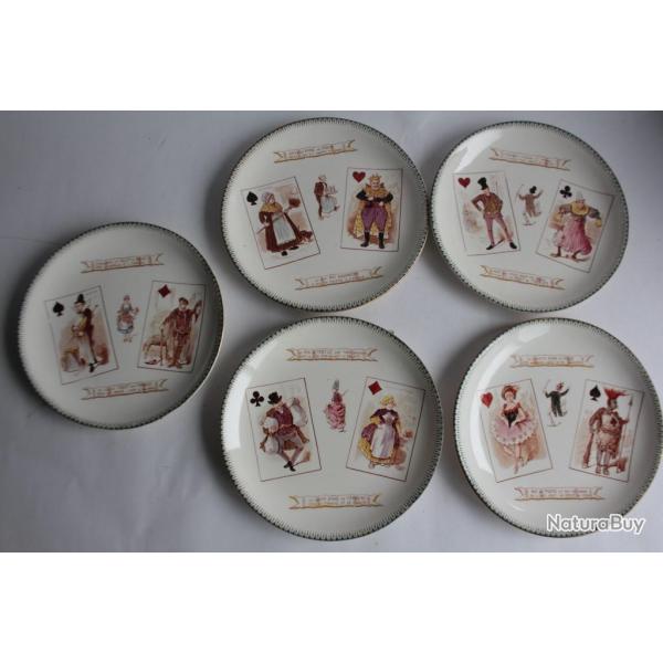 5 Assiettes terre de fer Cie franco-anglaise Jeux de cartes