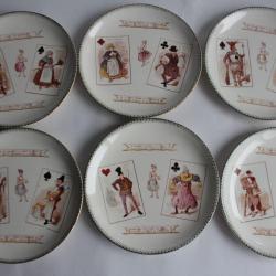 6 Assiettes terre de fer Cie franco-anglaise Jeux de cartes
