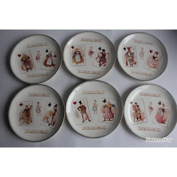 6 Assiettes terre de fer Cie franco-anglaise Jeux de cartes