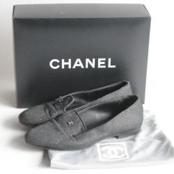 CHANEL Mocassins noir pailleté T38 C