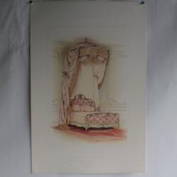 Estampe Décoration Lit à baldaquin style rococo