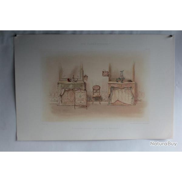 Estampe Dcoration Chemine Fauteuils rococo tardif Louis XVI G. Rmon