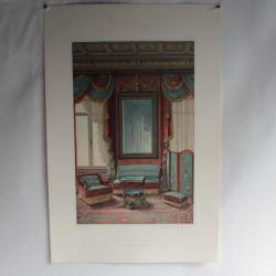 Estampe Décoration intérieure Chambre femme Renaissance E. Curton