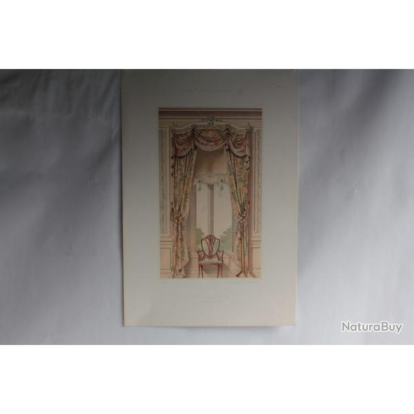 Estampe Dcoration intrieure Tenture de fentres Louis XVI G. Rmon