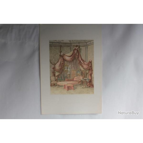 Estampe Dcoration intrieure Chambre femme rococo E. Curton