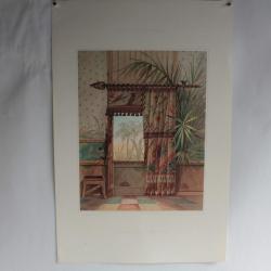 Estampe Décoration Intérieur d'un Wigwam Gariboldi