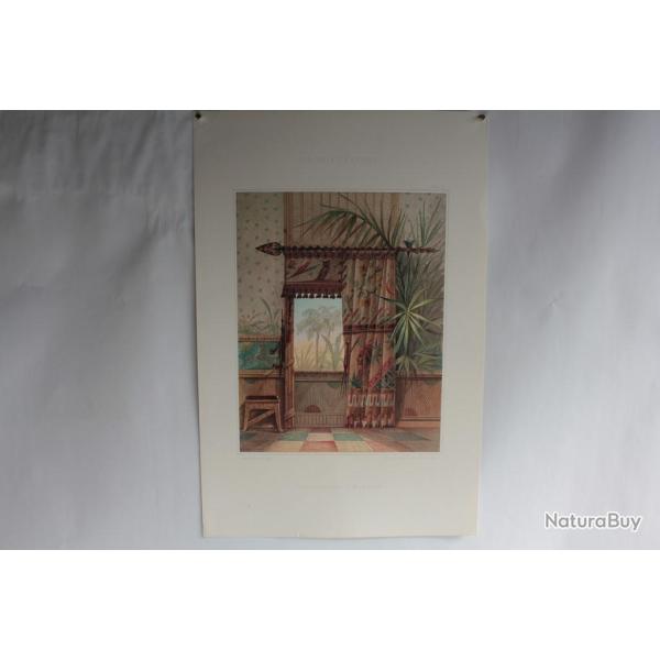 Estampe Dcoration Intrieur d'un Wigwam Gariboldi