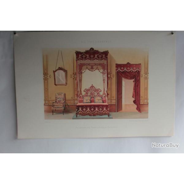 Estampe Dcoration intrieure Lit rideau baroque G. Rmon