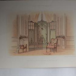 Estampe Décoration intérieure Sièges et paravent Louis XVI G. Rémon
