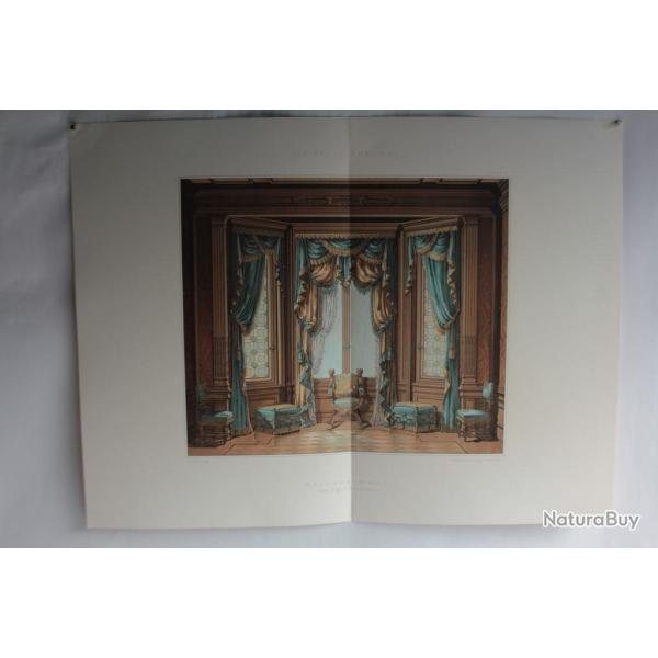 Estampe Dcoration intrieure Chambre Renaissance E. Curton