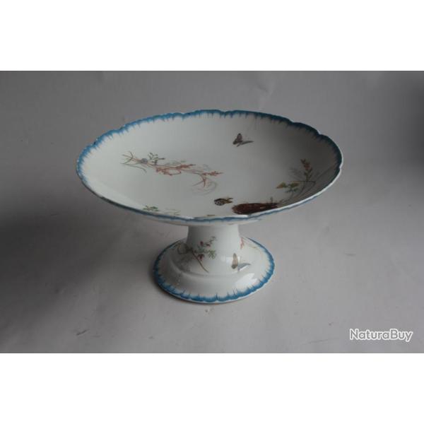 Coupe sur pied porcelaine Fleurs Papillons Napol�on III