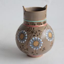 SARREGUEMINES Vase grès incisé émaillé