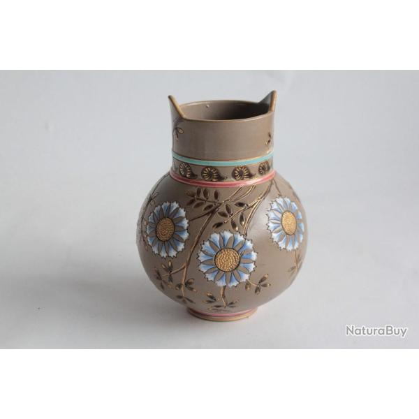 SARREGUEMINES Vase gr�s incis� �maill�