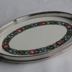 Plateau faïence Fleurs 1920