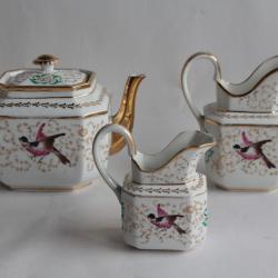 Service à thé Théière porcelaine Vieux Paris Oiseau