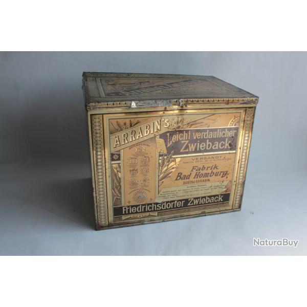 Grande Bo�te � biscuits t�le lithographi�e Arrabin's Zwieback homburg