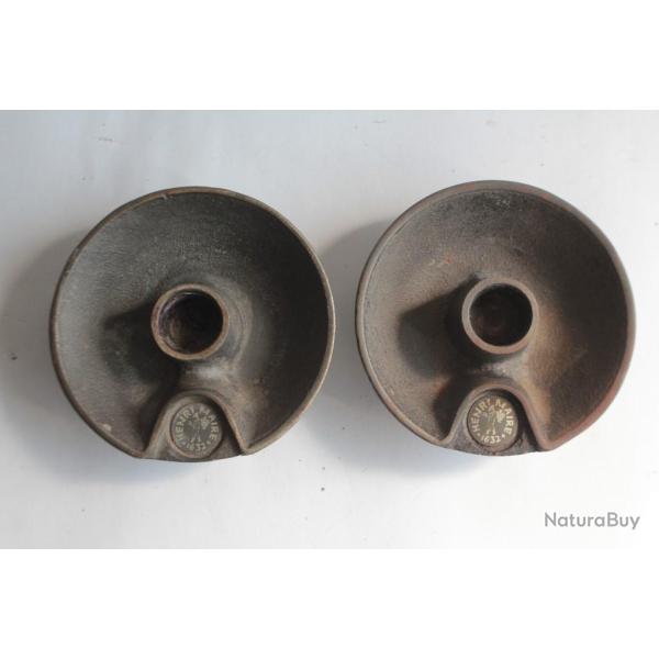 Paire bougeoirs fonte Henri Maire Vin